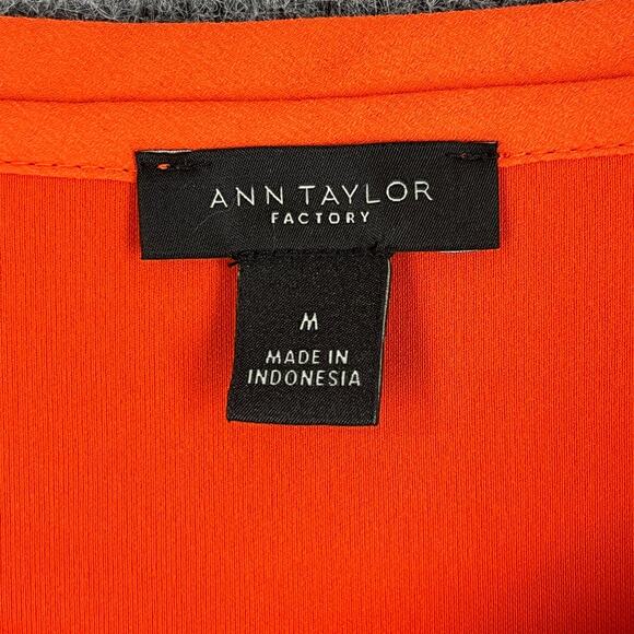 Ann Taylor Shirt Womens Medium Orange Short Sleeve Oversized Drapey Flowey - Picture 3 of 8